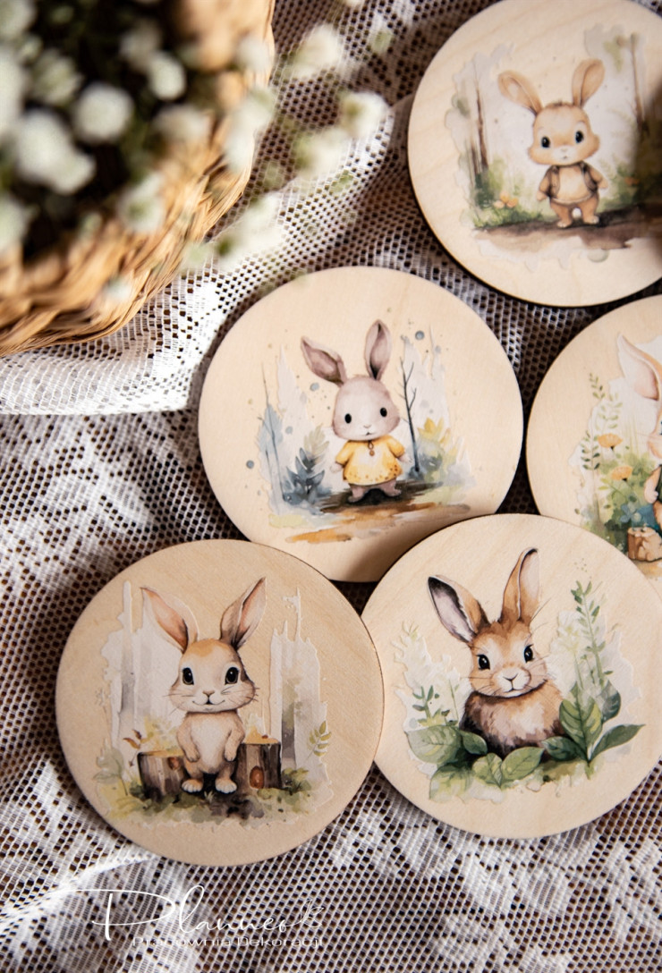 Podkładki pod kubek zajączki akwarele