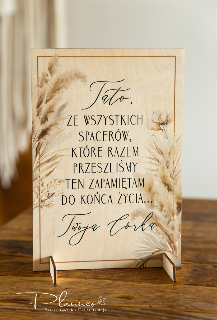 Tabliczka Tato ze wszystkich spacerów wzór Trawy Pampasowe