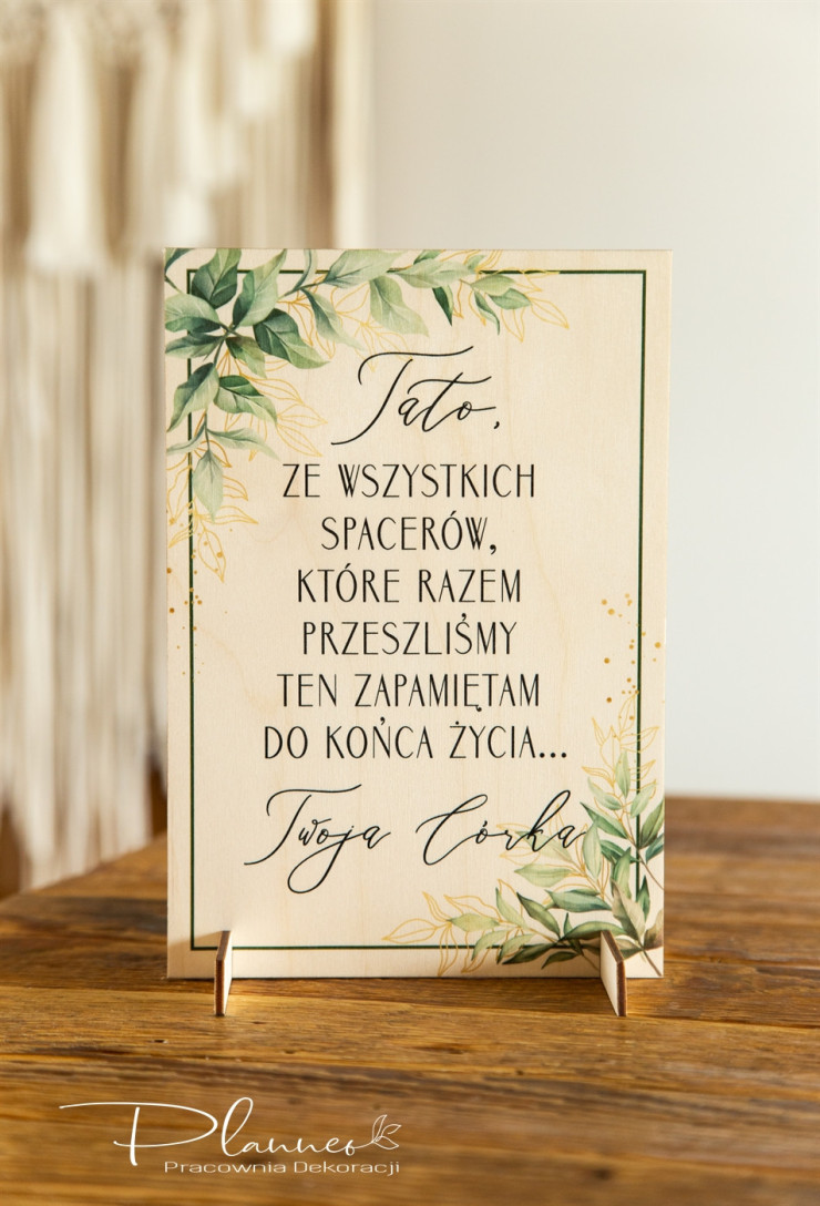 Tabliczka Tato ze wszystkich spacerów wzór Złote Liście