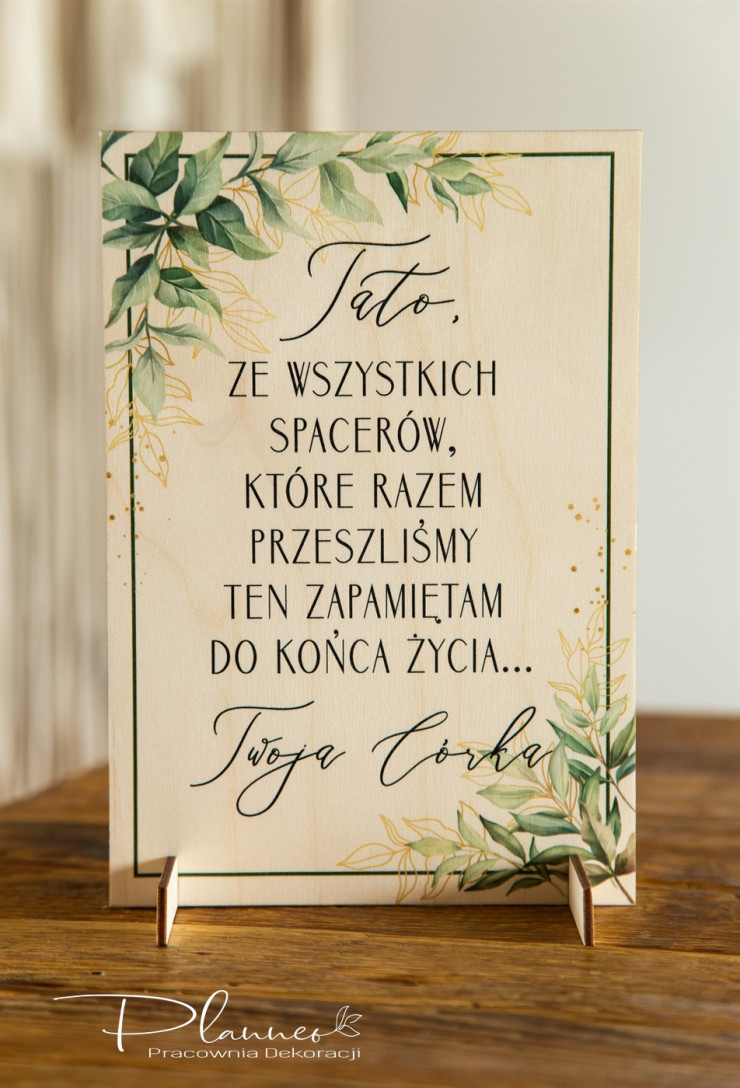 Tabliczka Tato ze wszystkich spacerów wzór Złote Liście