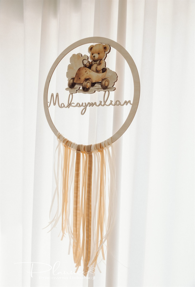 Koło Chrzest Święty z misiem i wstążkami