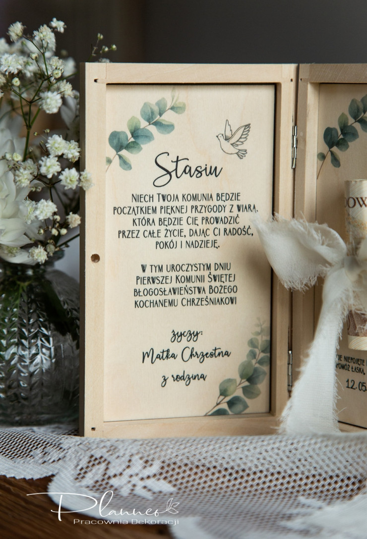 Pamiątka Pierwszej Komunii Świętej eukaliptus