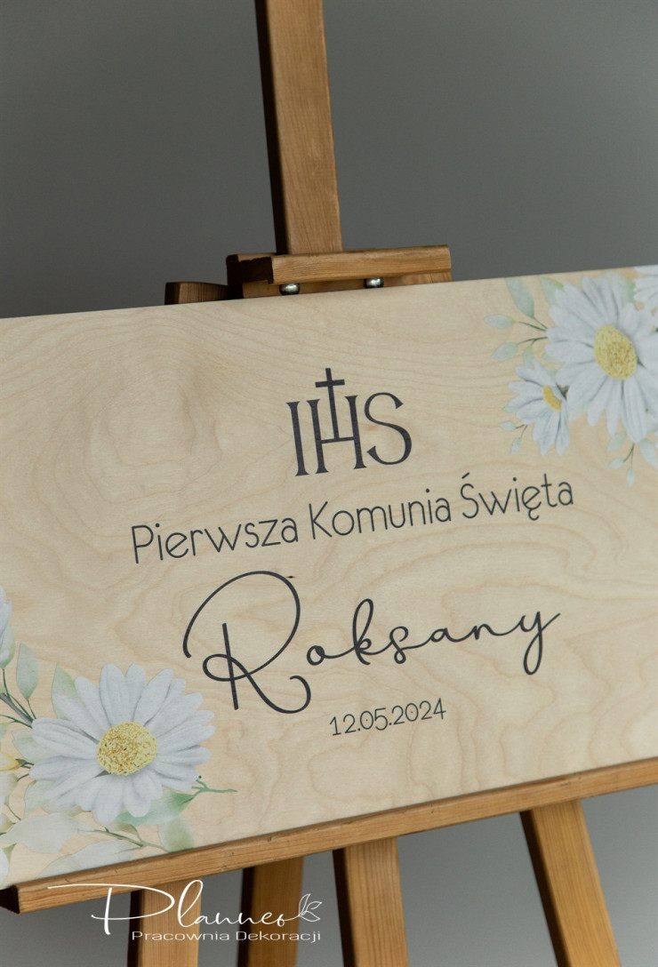 Tablica powitalna na Komunię wzór Margaretki