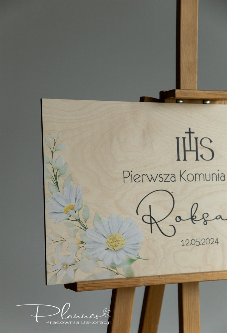 Tablica powitalna na Komunię wzór Margaretki