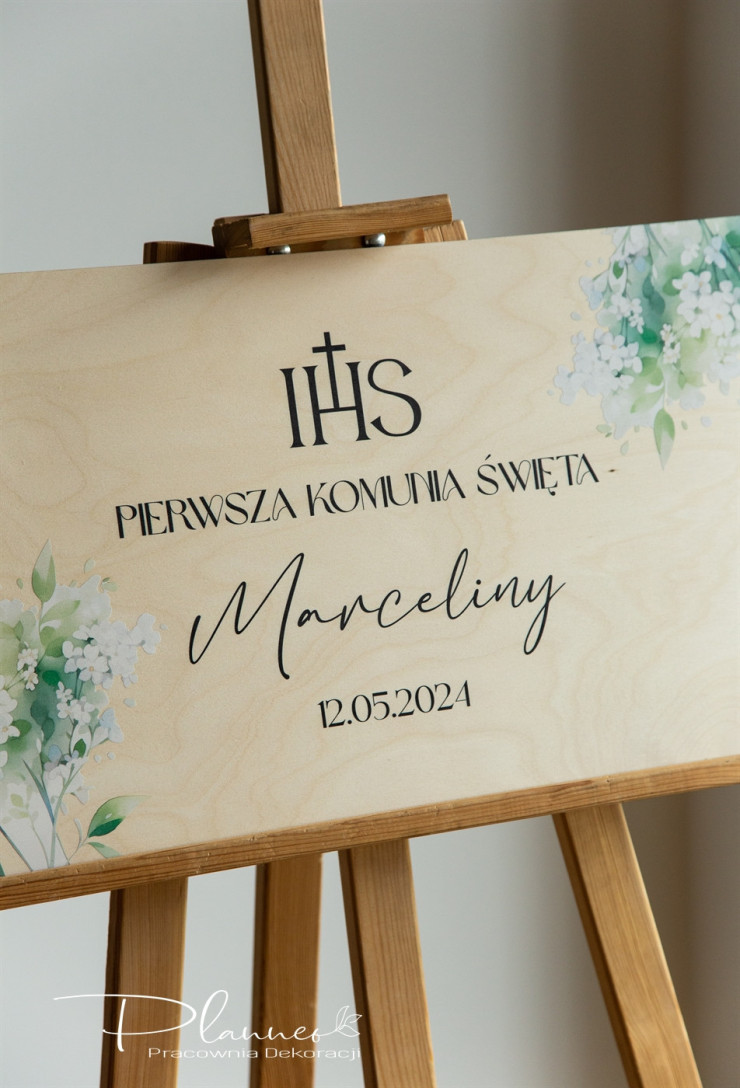 Tablica powitalna na Komunię wzór Natura