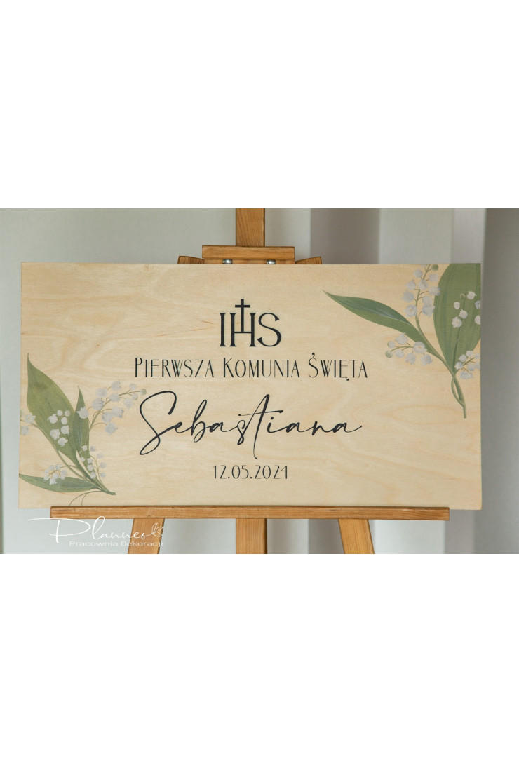 Tablica powitalna na Komunię wzór Konwalia