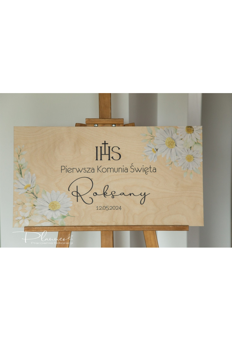 Tablica powitalna na Komunię wzór Margaretki