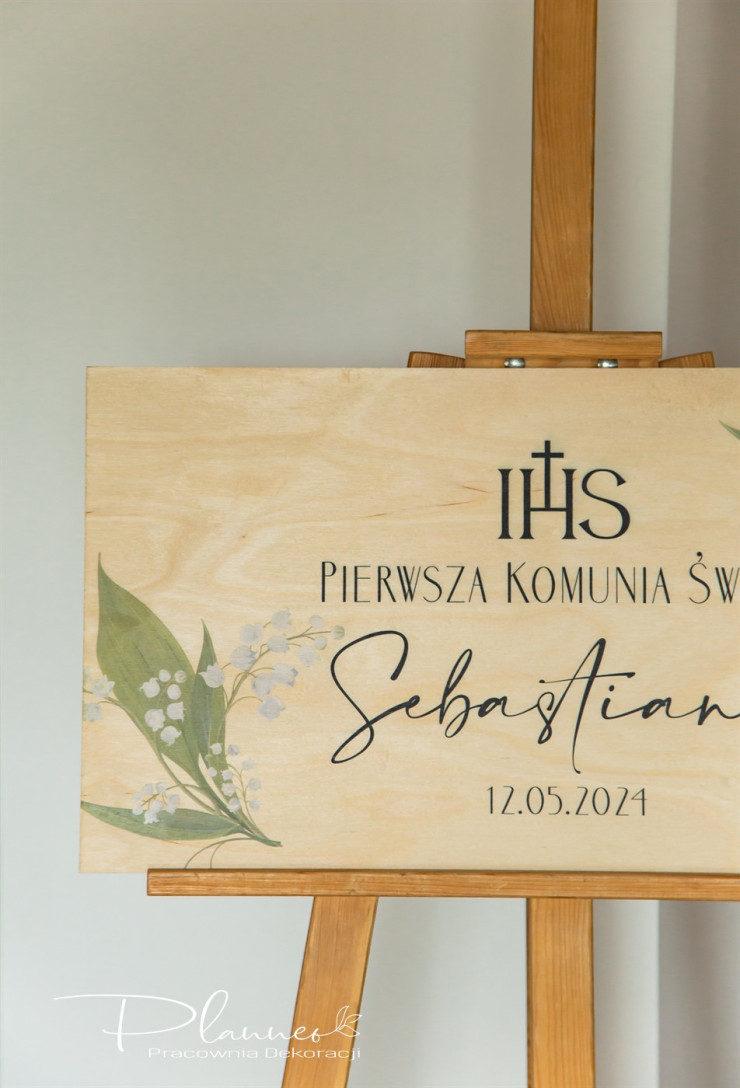 Tablica powitalna na Komunię wzór Konwalia