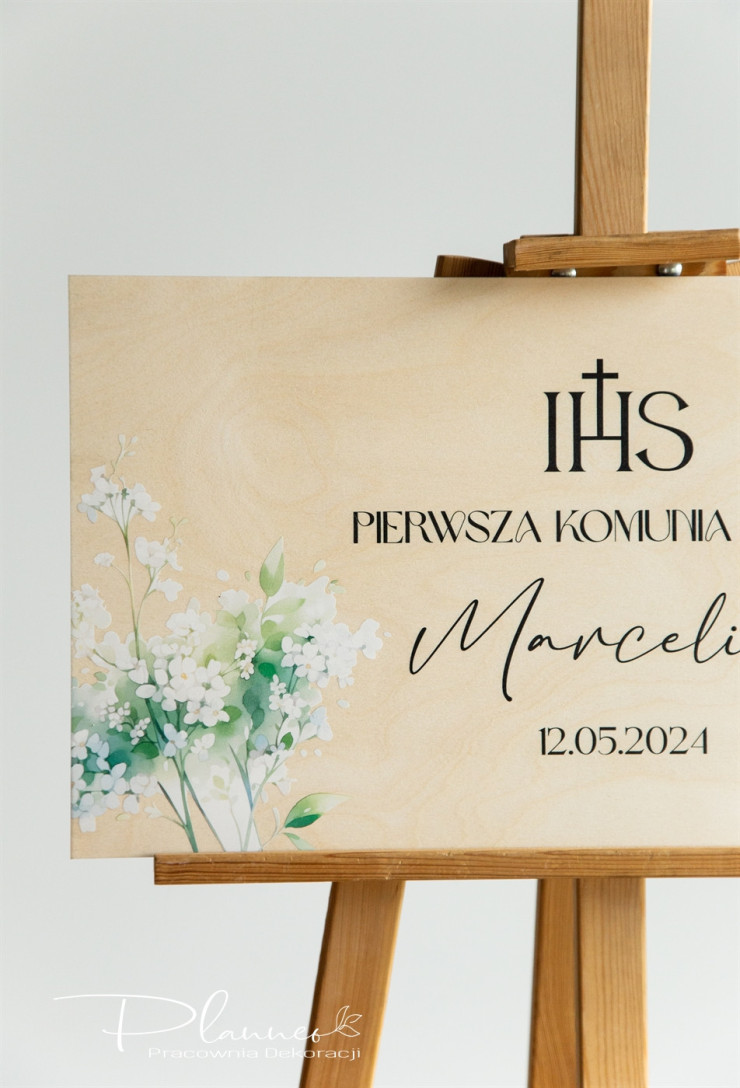 Tablica powitalna na Komunię wzór Natura