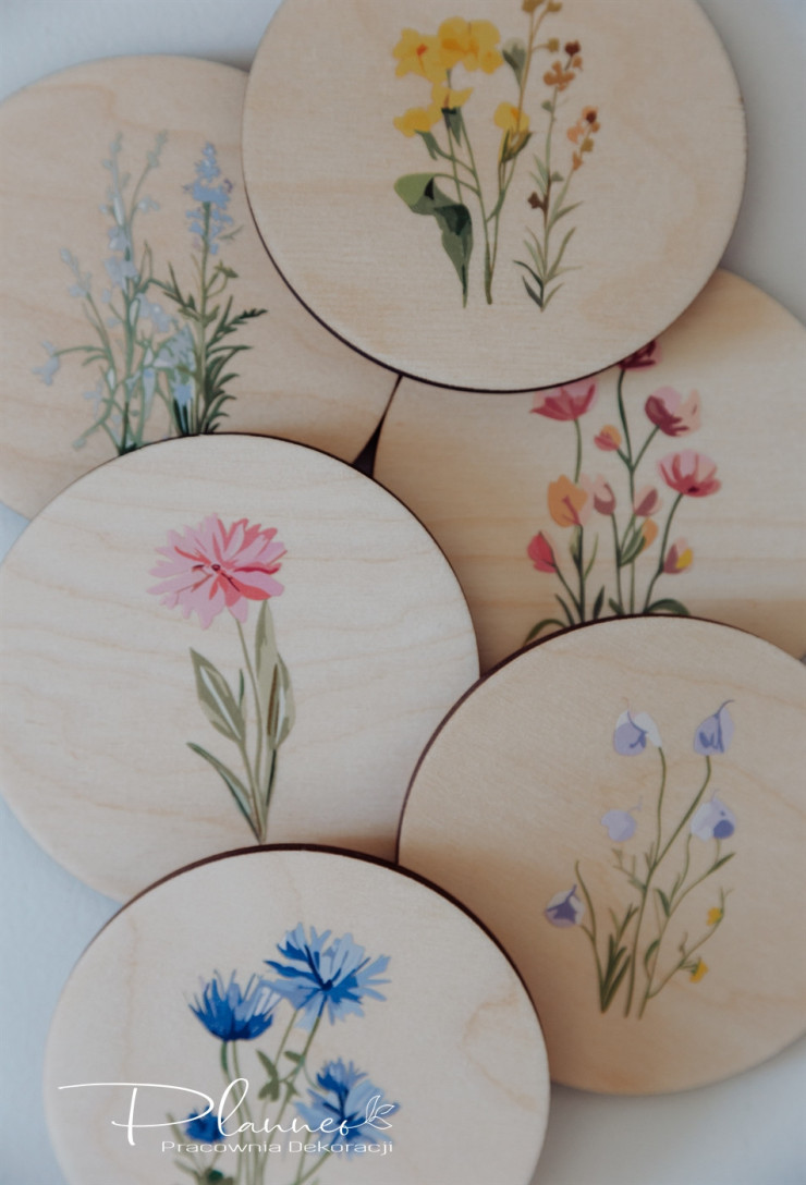Podkładki drukowane polne kwiaty