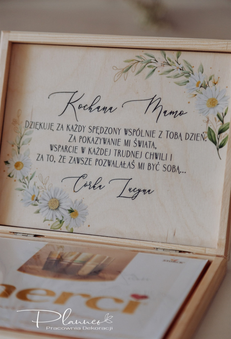 Pudełko na czekoladki Merci stokrotki