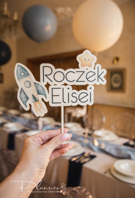 Topper na Roczek z motywem Kosmosu