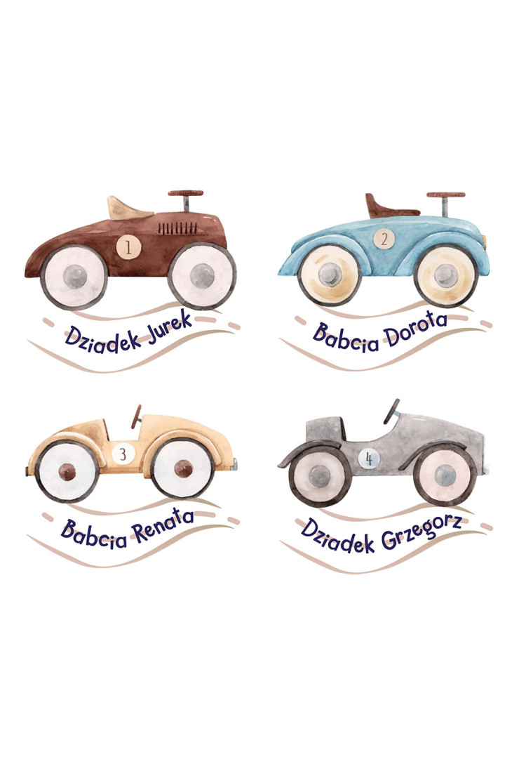 Winietki Autka Vintage