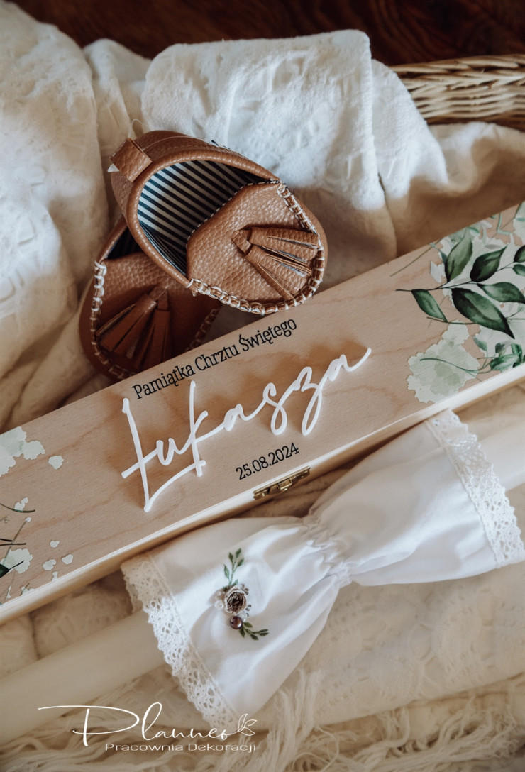 Pudełko na świecę zielony bukiet