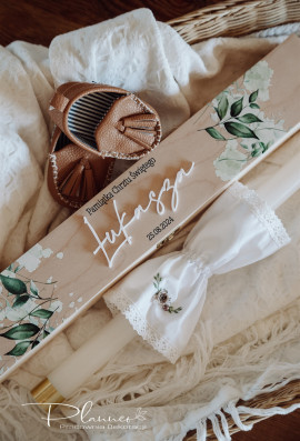 Pudełko na świecę zielony bukiet