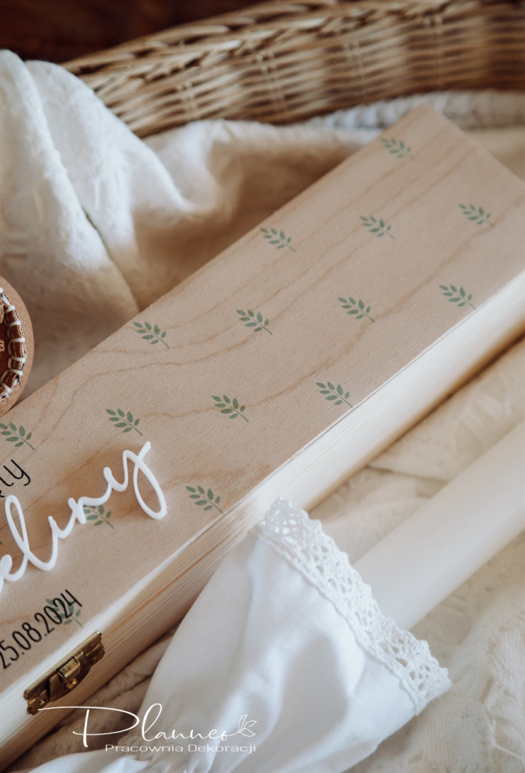 Pudełko na świecę zielone listki