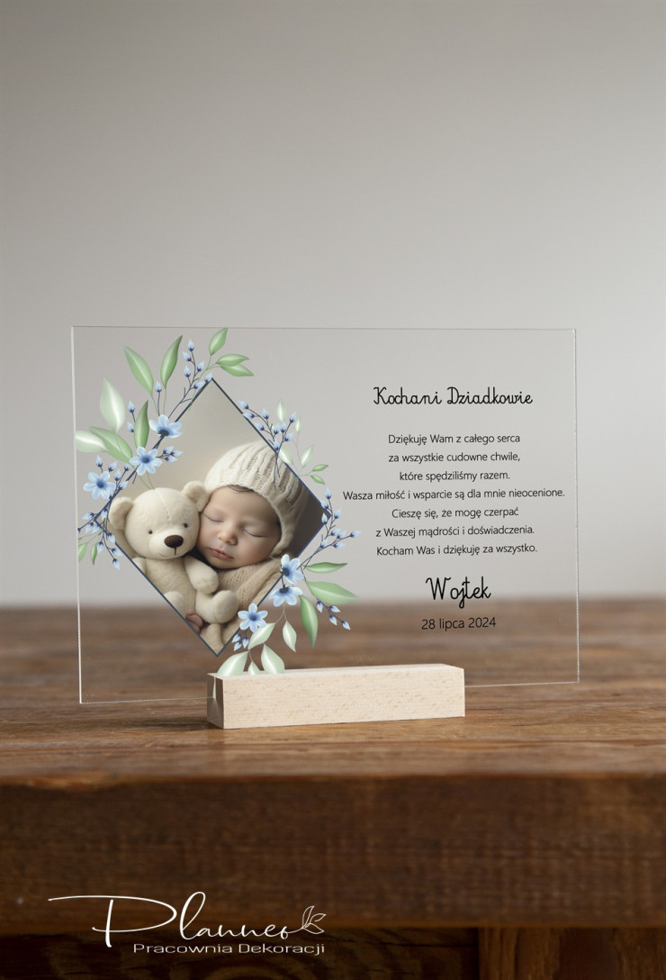 Podziękowania dla Dziadków ramka z kwiatami