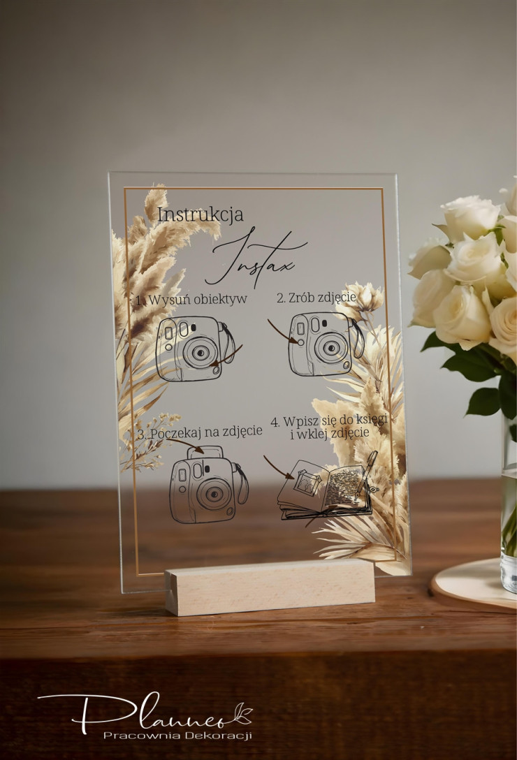 Tabliczka Instrukcja Instax wzór Trawy Pampasowe
