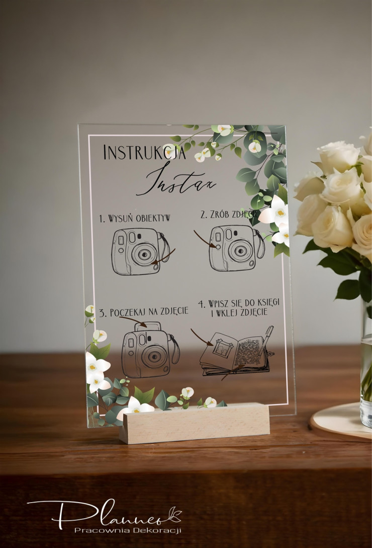 Tabliczka Instrukcja Instax wzór Eukaliptus