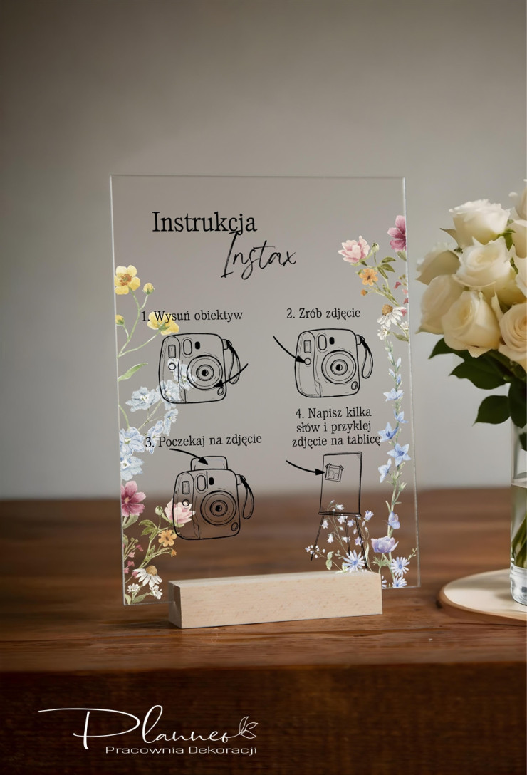 Tabliczka Instrukcja Instax wzór Kwiaty