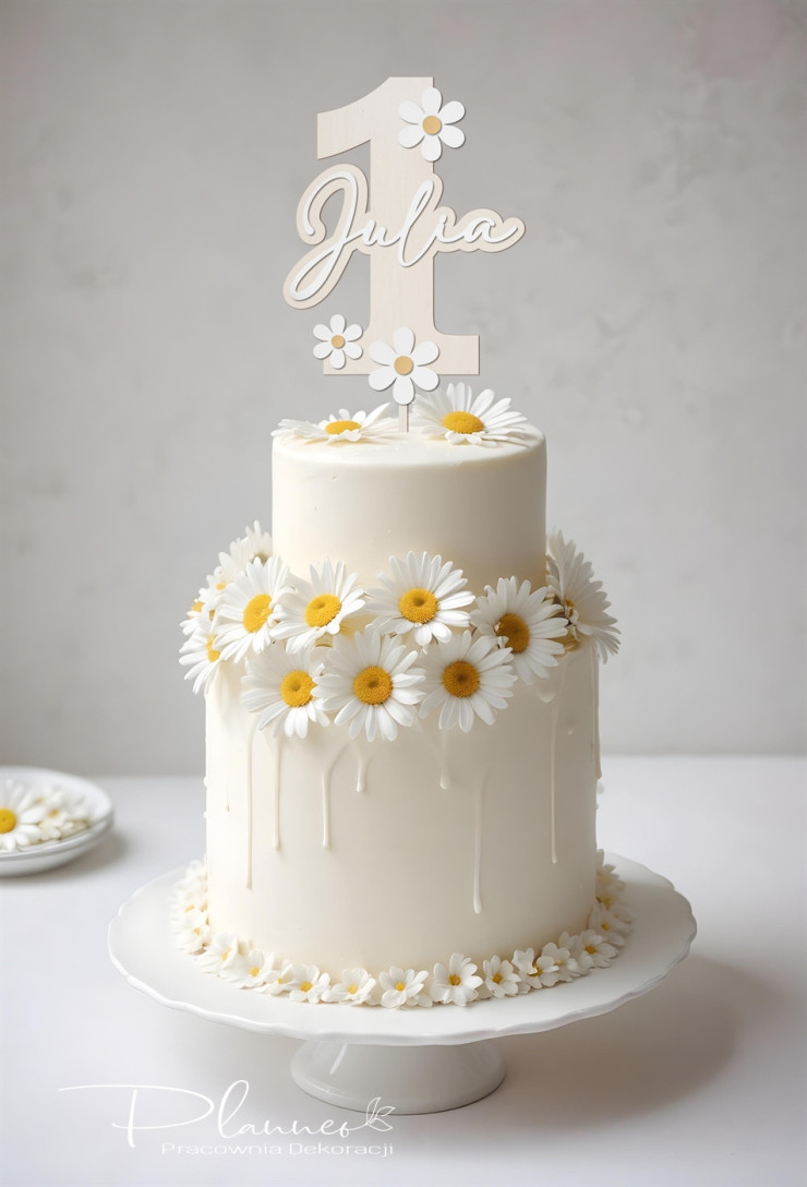 Topper na roczek 1 ze stokrotkami