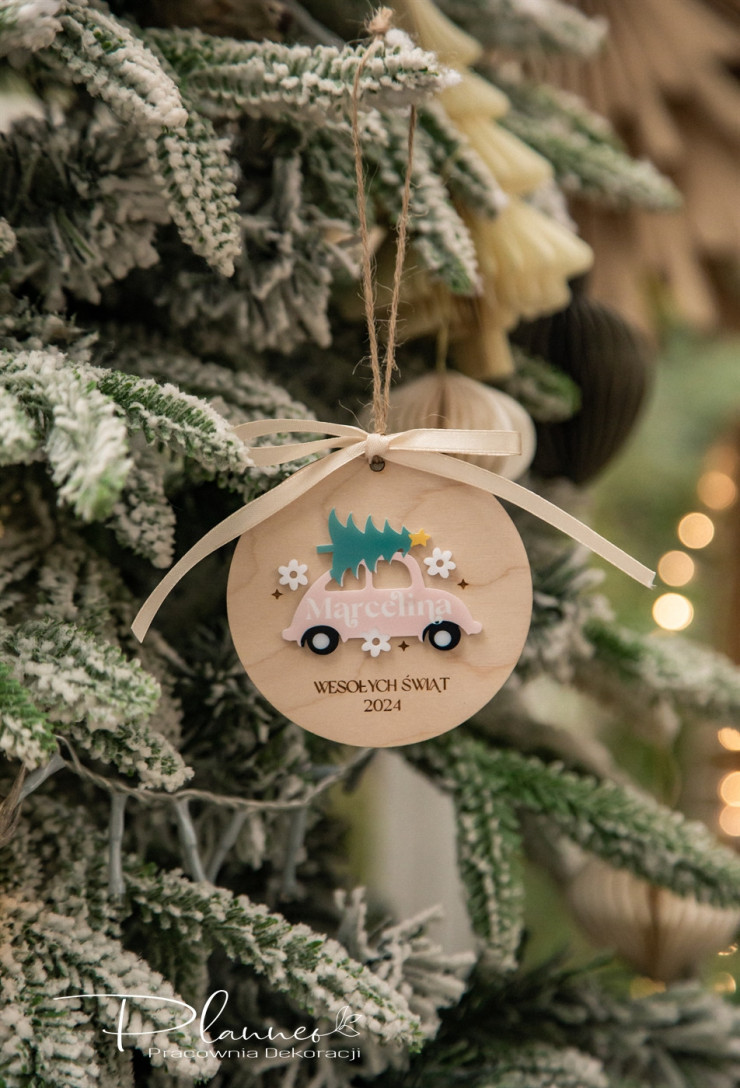 Bombka autko z choinką