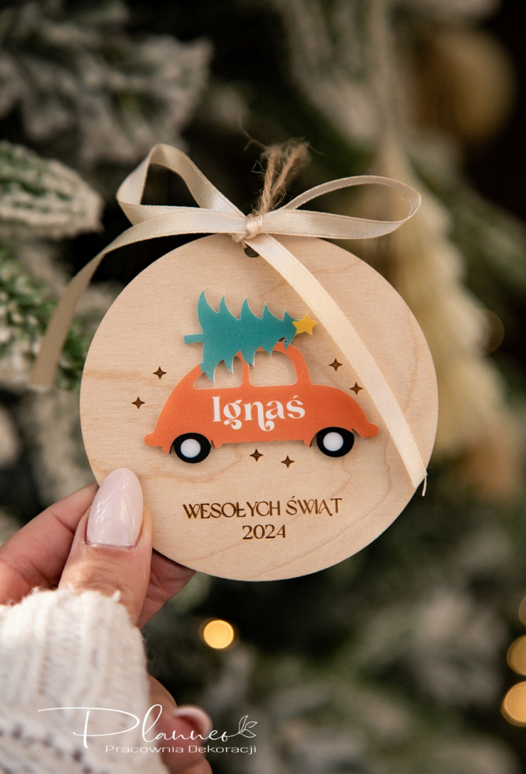 Bombka autko z choinką
