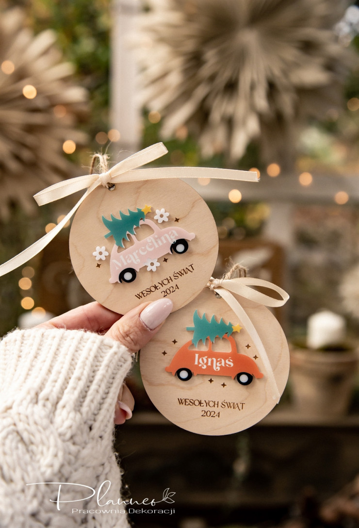 Bombka autko z choinką