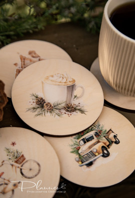 Bożonarodzeniowe podkładki pod kubek z nadrukiem