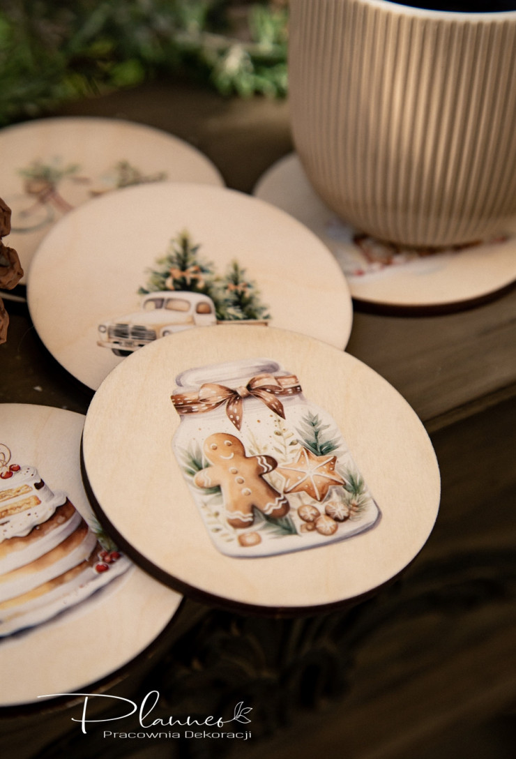 Bożonarodzeniowe podkładki pod kubek z nadrukiem