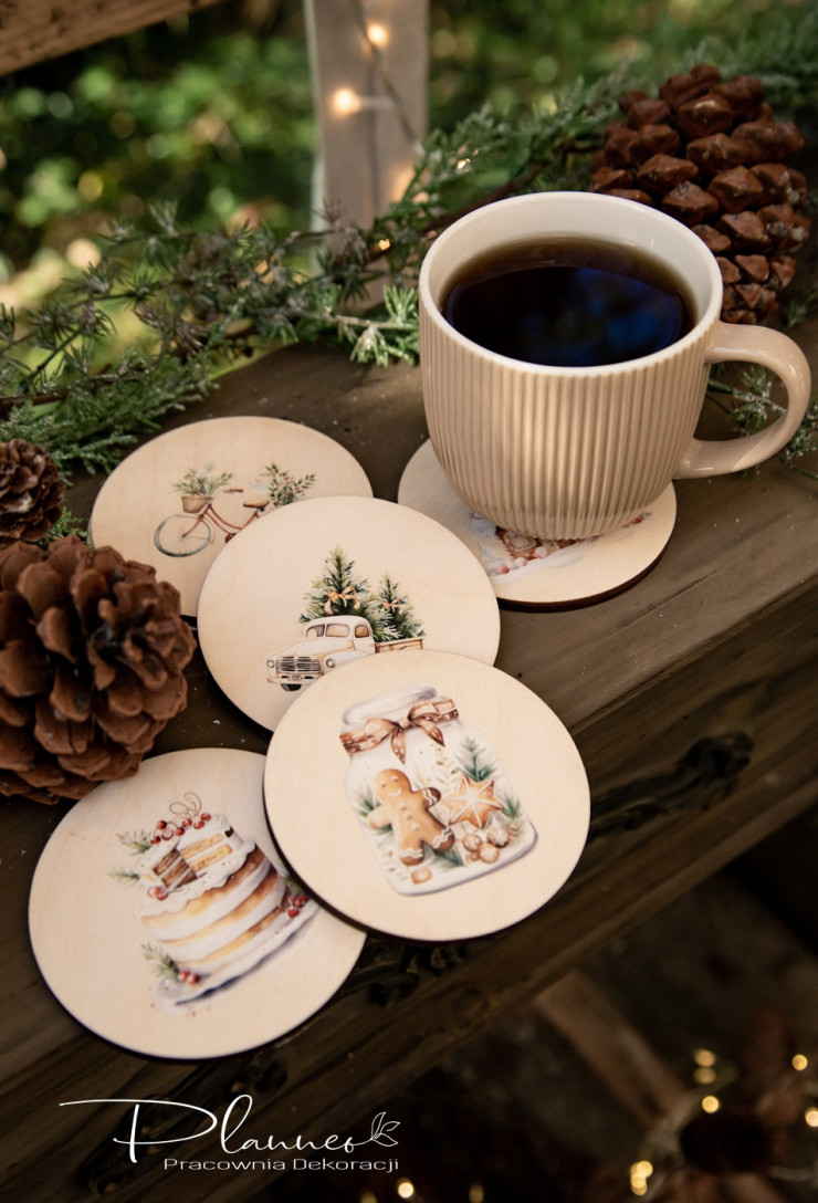 Bożonarodzeniowe podkładki pod kubek z nadrukiem