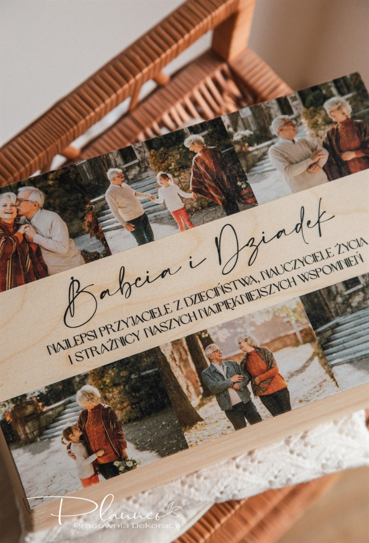 Pudełko duże dla Dziadków drewniane