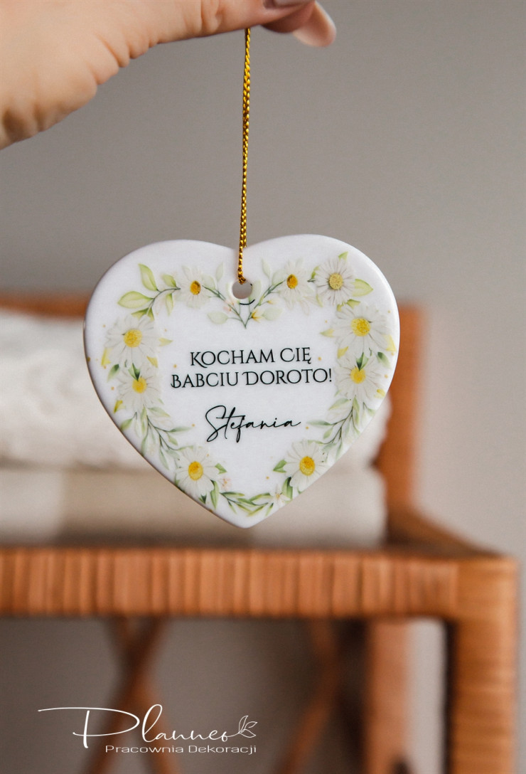 Serce ceramiczne z kwiatami