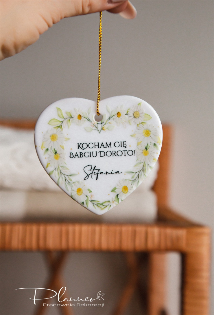 Serce ceramiczne z kwiatami