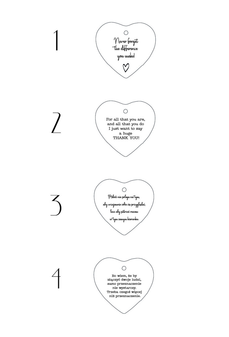 Wzory Ceramiczna zawieszka serce z cytatem