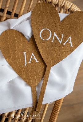 Tabliczki na oczepiny serca drukowane Ja Ona