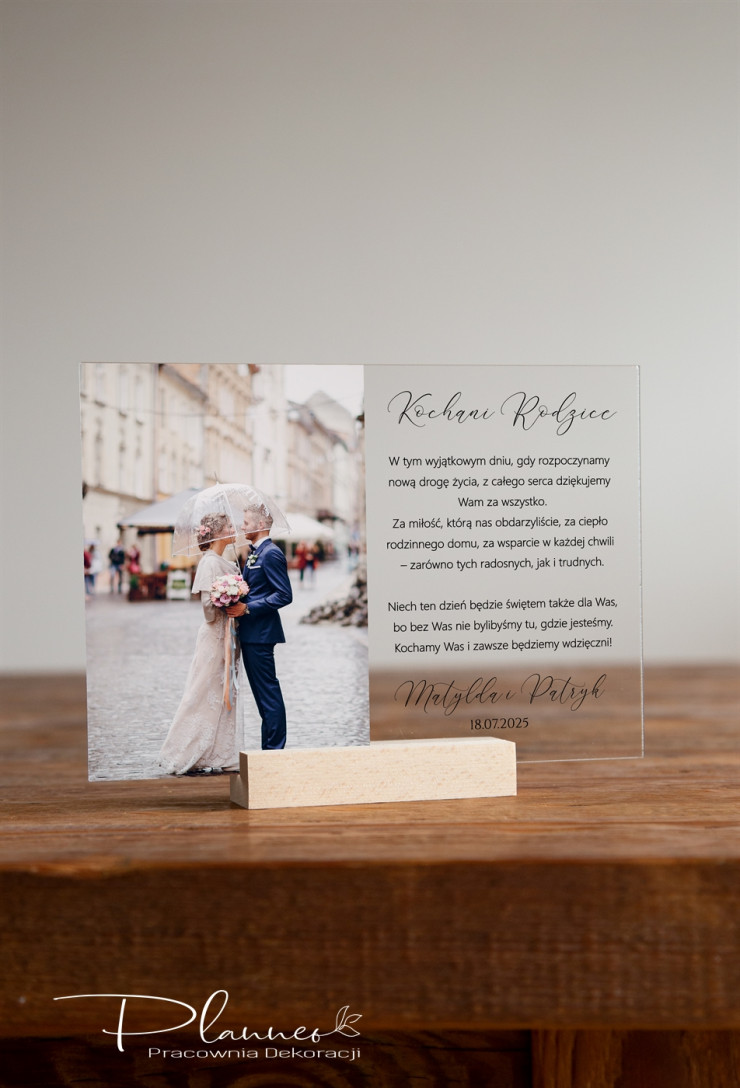 Podziękowania dla Rodziców ze zdjęciem minimalistyczne
