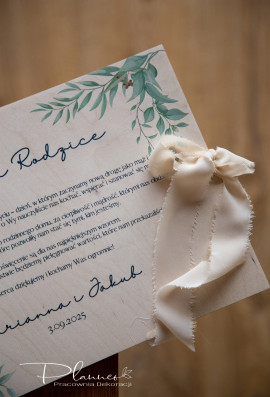 Album dla rodziców Zielone Liście wstążka szyfonowa