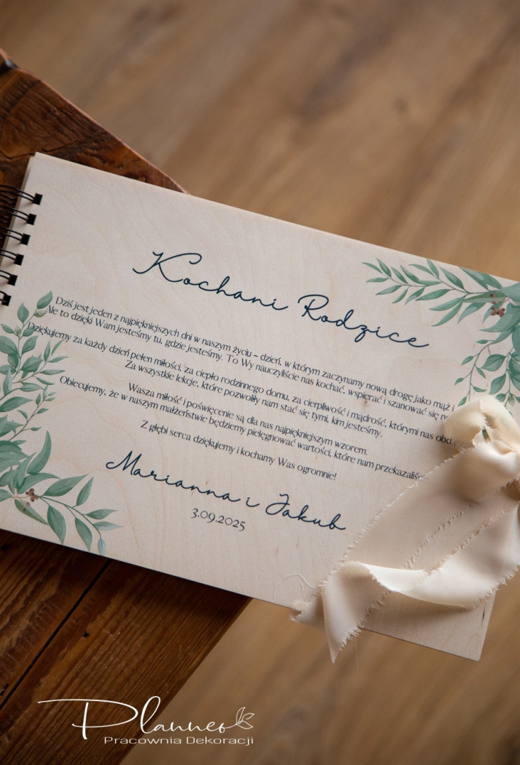 Album dla rodziców Zielone Liście drewniana