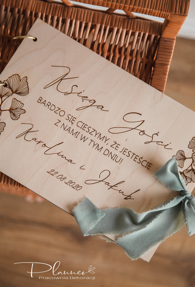 Księga Gości Miłorząb ze wstążką szyfonową