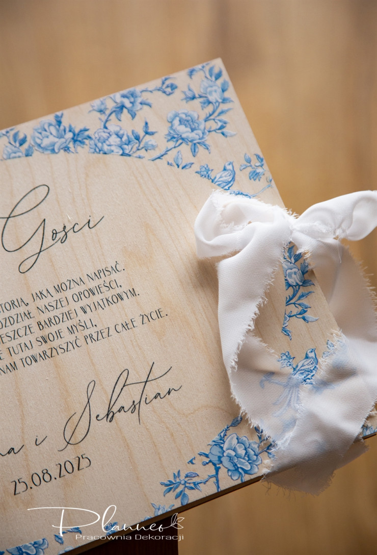 Drewniana Księga Gości Toile De Jouy