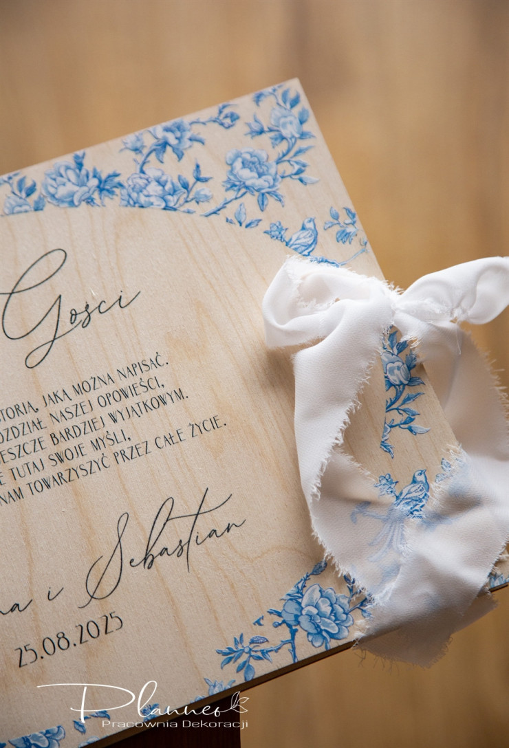 Drewniana Księga Gości Toile De Jouy