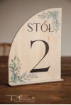 Drewniane Numerki na stół weselny Zielone Liście