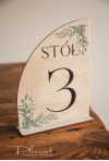 Numerek 3 na stół weselny Zielone Liście