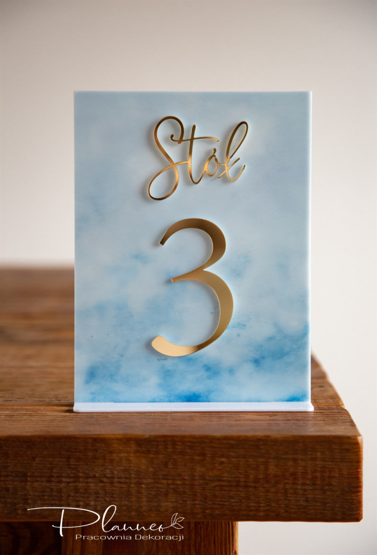 Numerki na stół weselny Kolorowe Tło Błękitne Tło