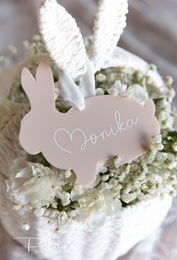 Kolorowy Zajączek z imieniem beżowy