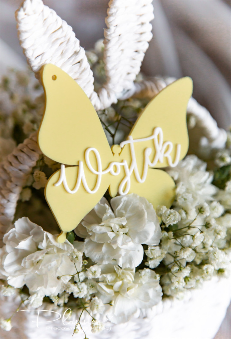 Zawieszka Żółty Motylek z imieniem