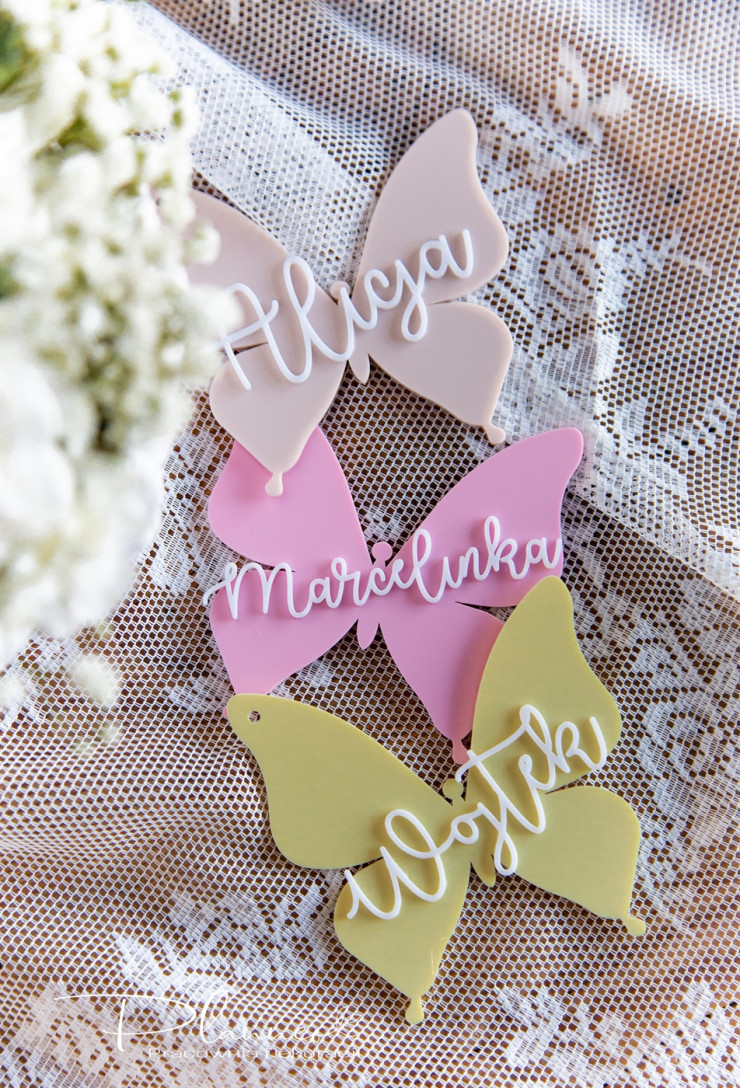 Zawieszka Kolorowe Motylki z imieniem