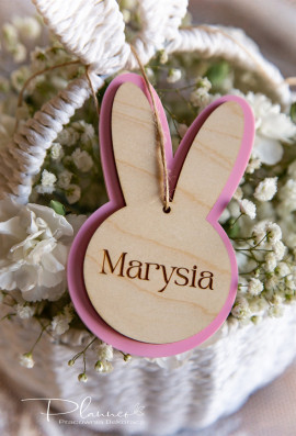 Zawieszka Kolorowy różowy Zajączek z imieniem