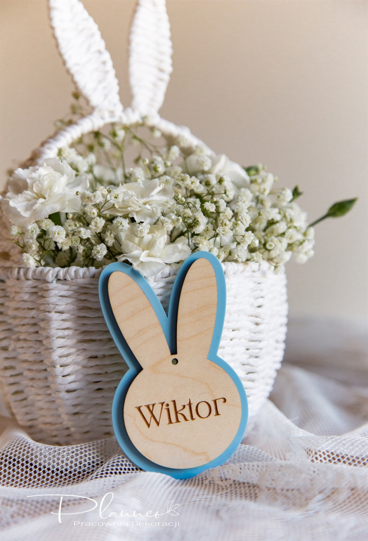 Zawieszka Kolorowy Zajączek z imieniem